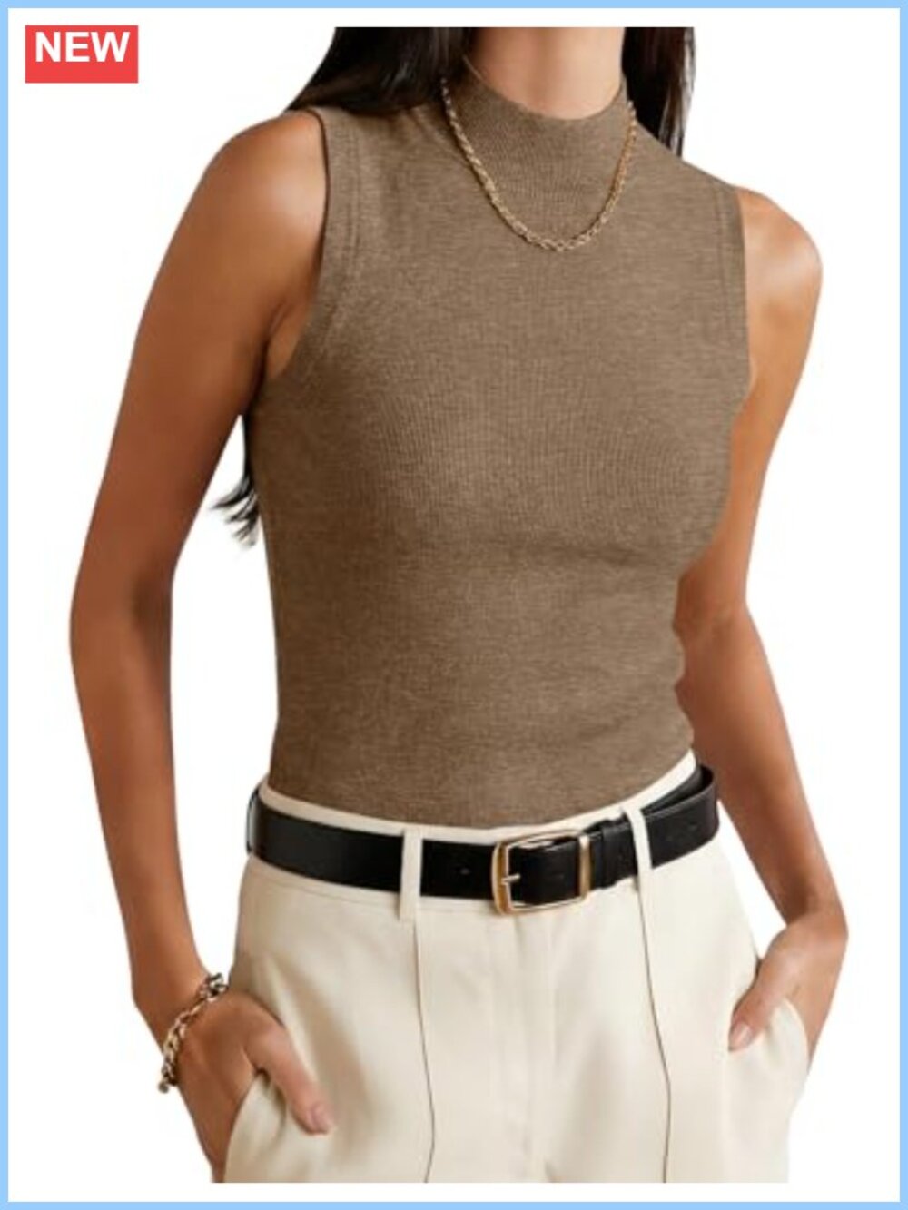 Wool Blend Lightweight Sweater Vest Mock Neck Tank Top Business Casual